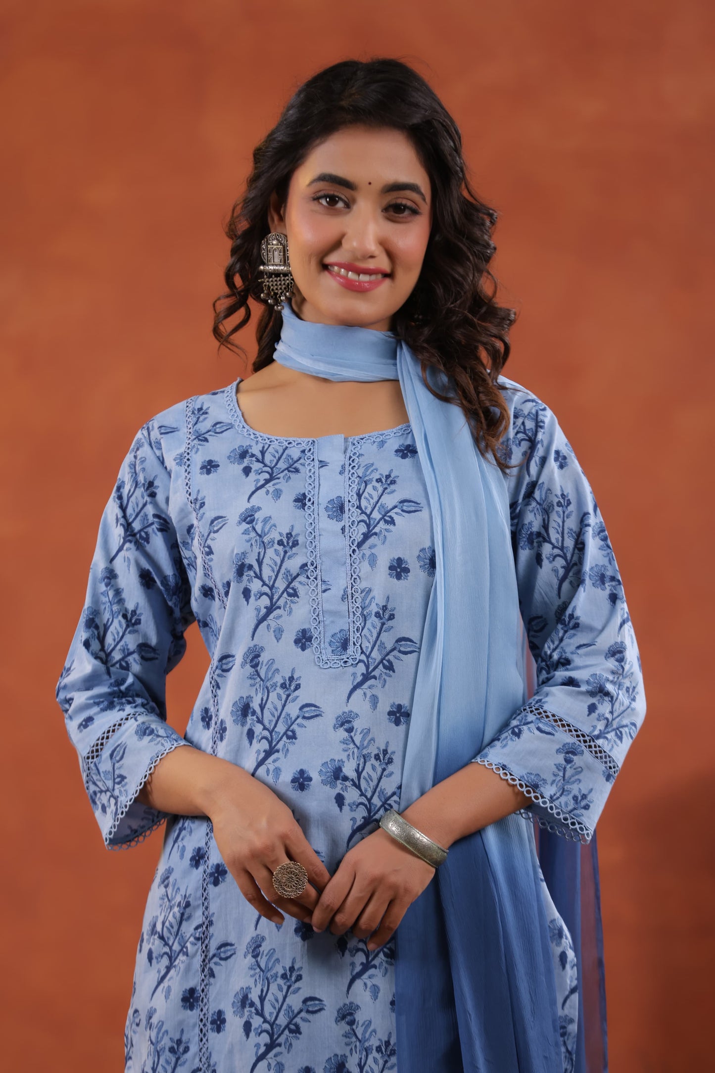 Pure Cotton Floral Kurt Pant Set