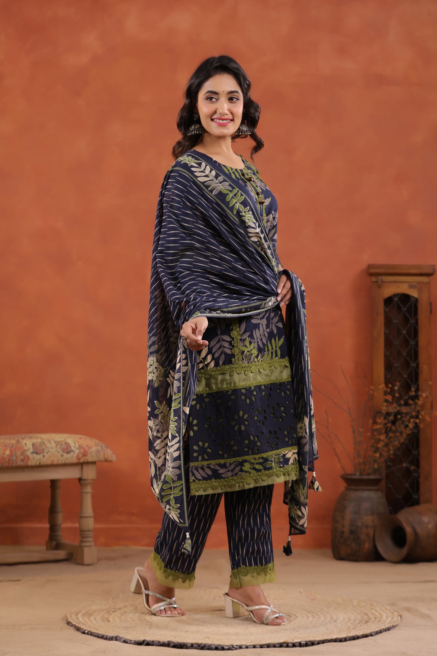 Pure Cotton Jaal Floral Kurti Pant set