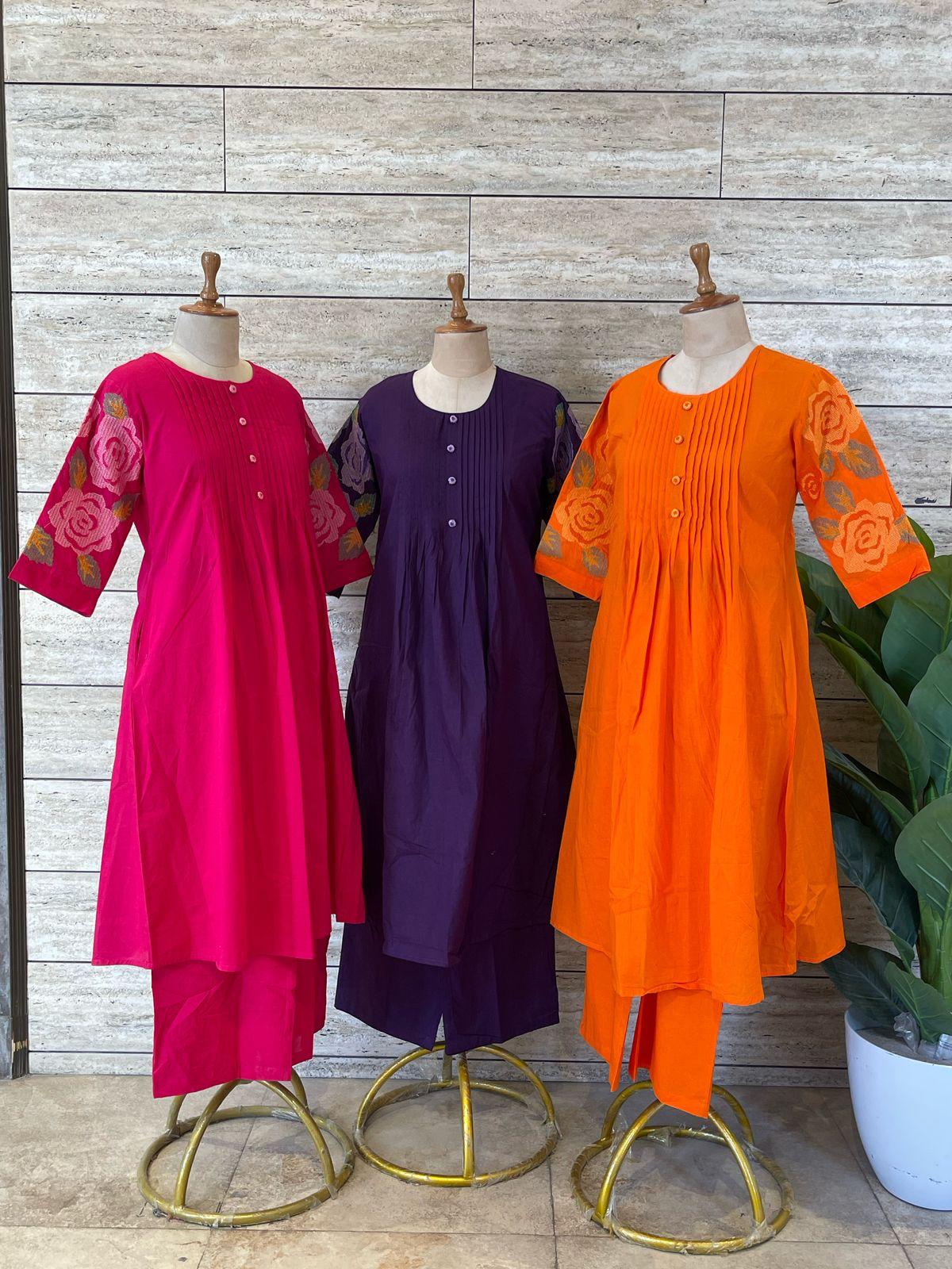 Pure Mul Cotton Kurti Plazo Set