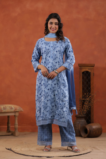 Pure Cotton Floral Kurt Pant Set
