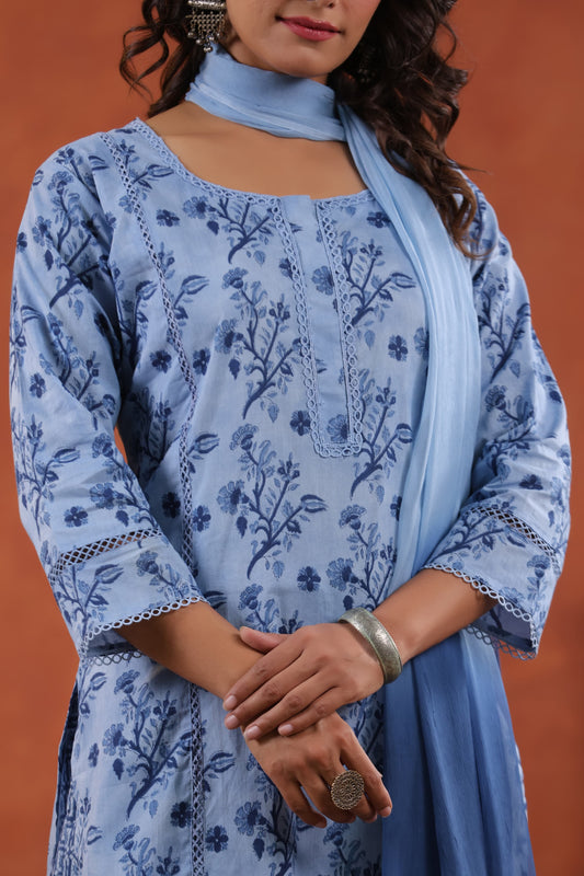 Pure Cotton Floral Kurt Pant Set