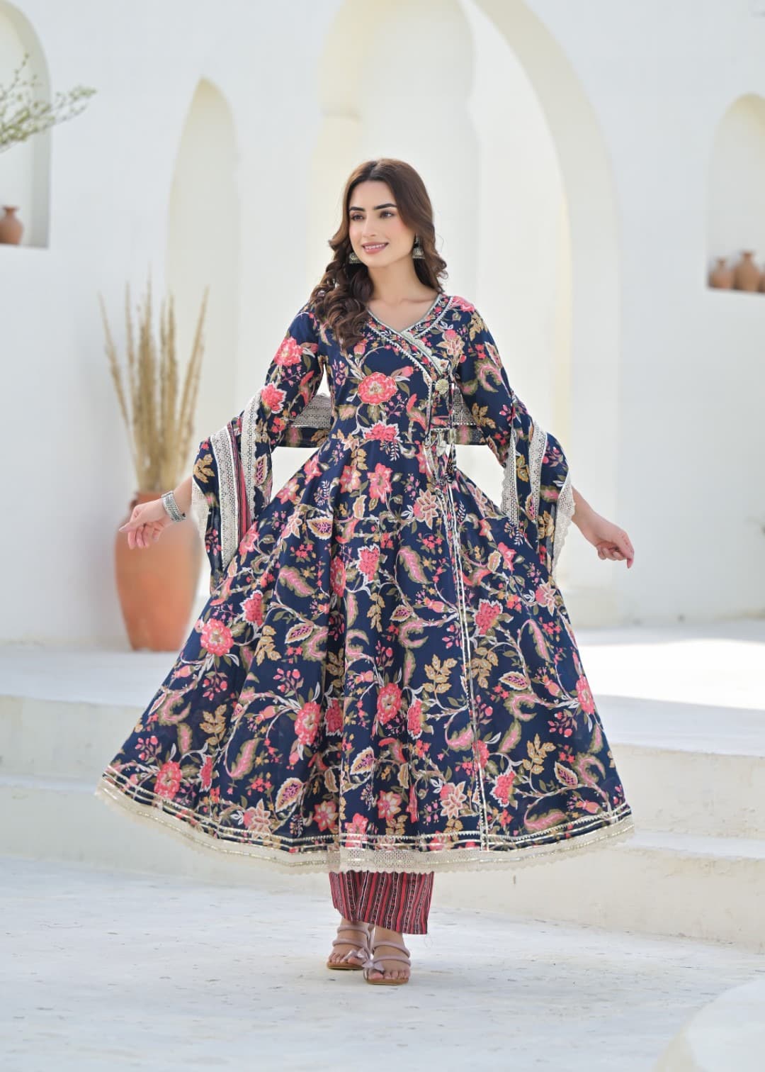 Pure Cotton Floral Anarkali