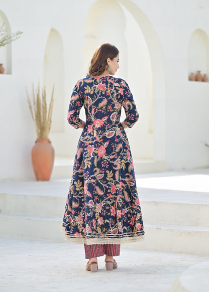 Pure Cotton Floral Anarkali