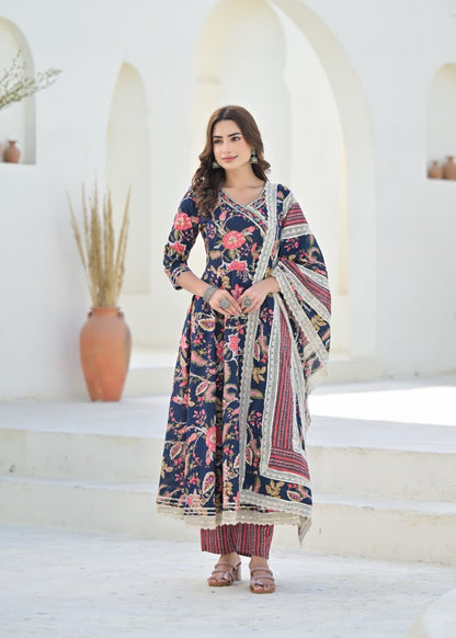 Pure Cotton Floral Anarkali