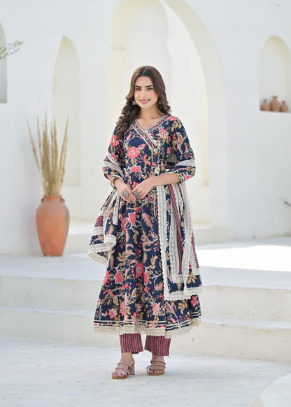 Pure Cotton Floral Anarkali