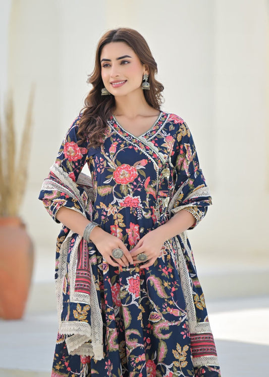 Pure Cotton Floral Anarkali