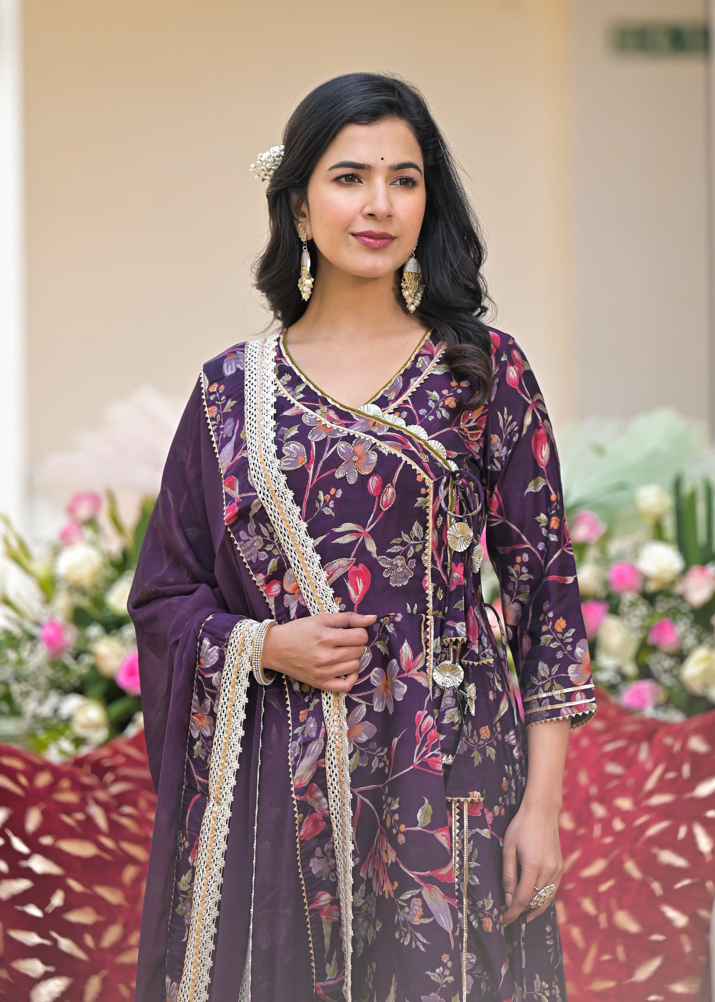 Ruchika Wine Muslin Floral Anarkali