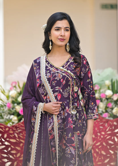 Ruchika Wine Muslin Floral Anarkali