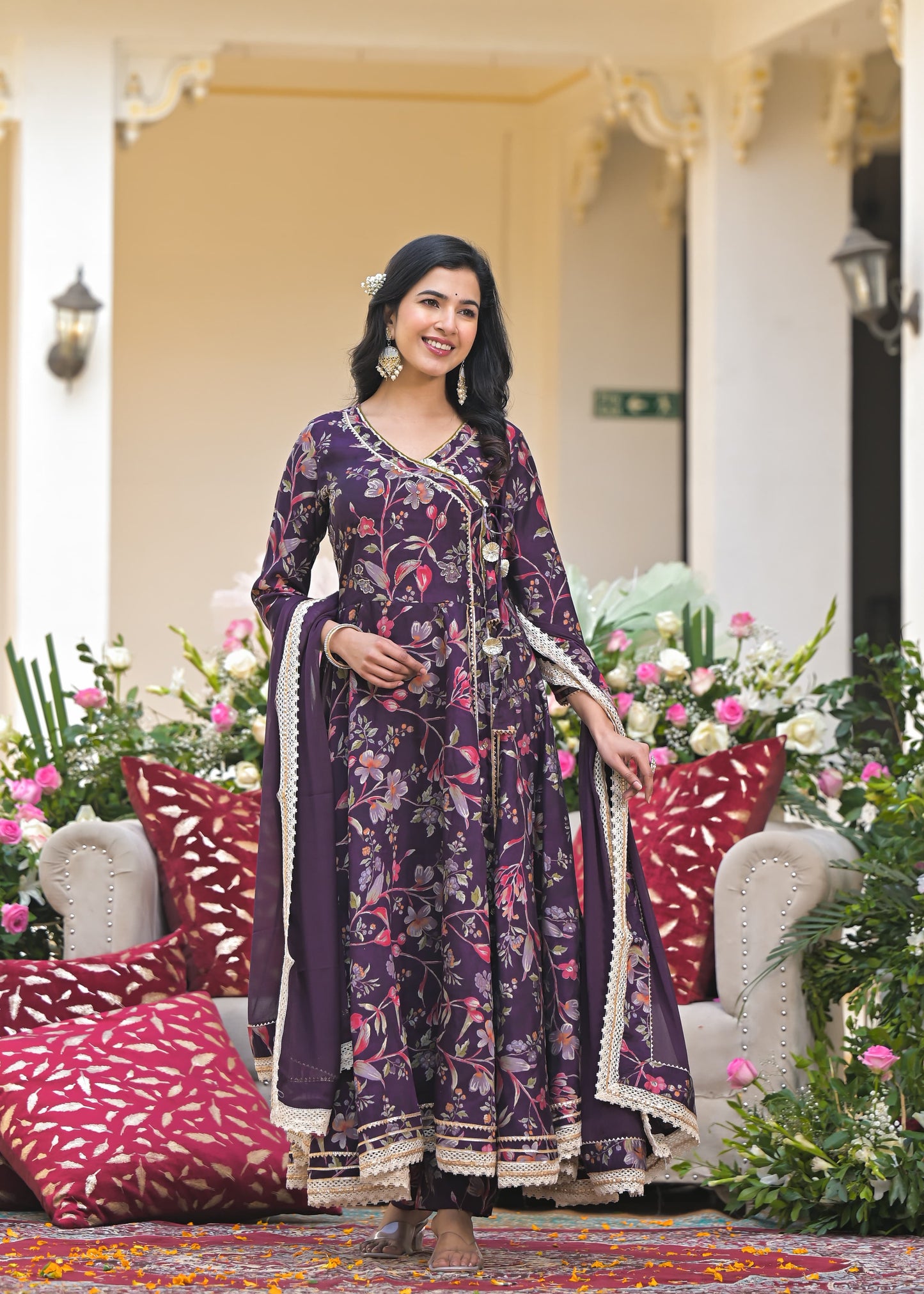 Ruchika Wine Muslin Floral Anarkali