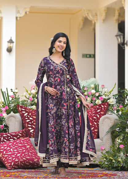 Ruchika Wine Muslin Floral Anarkali