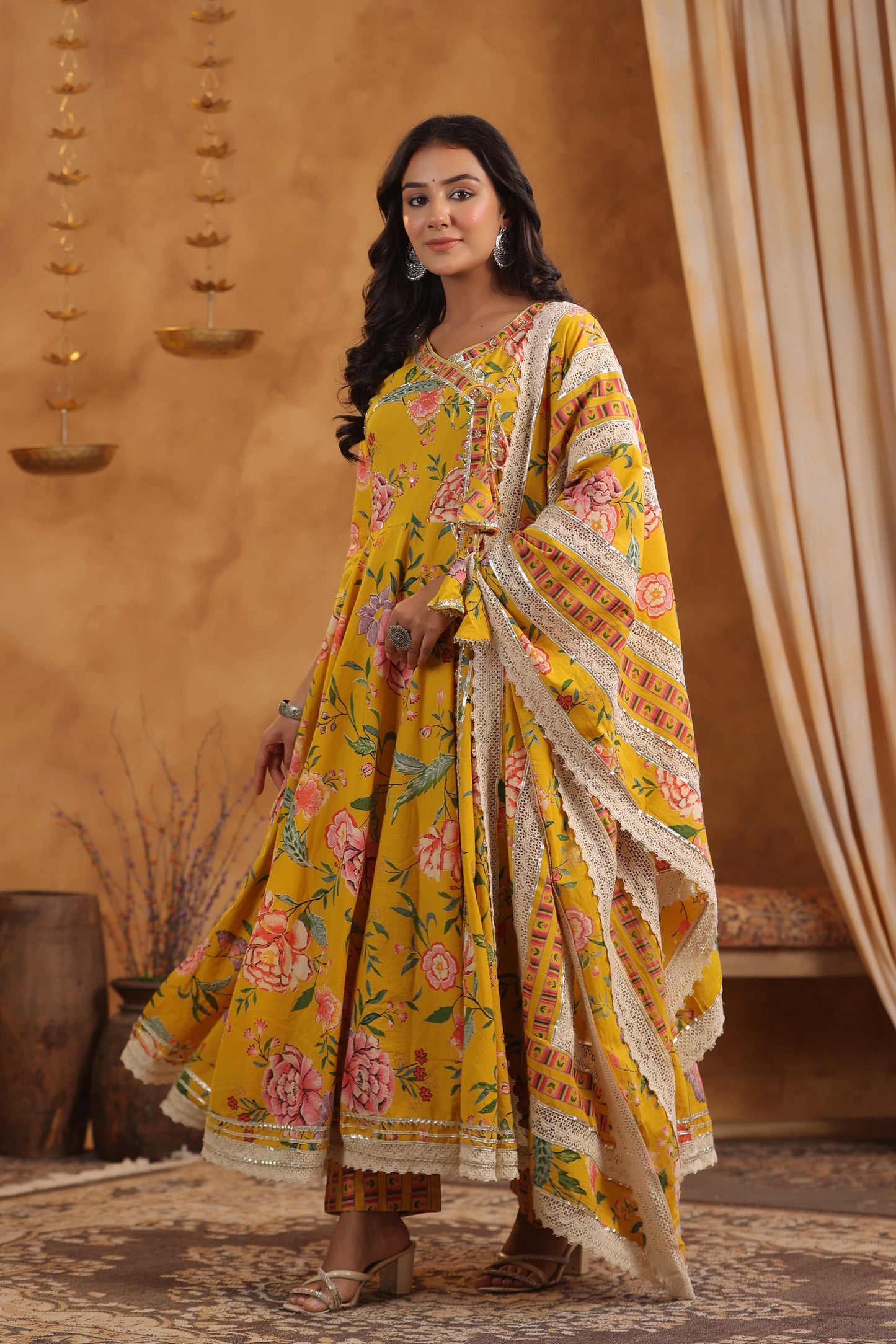 Ruchika Mustard Yellow Floral Anarkali