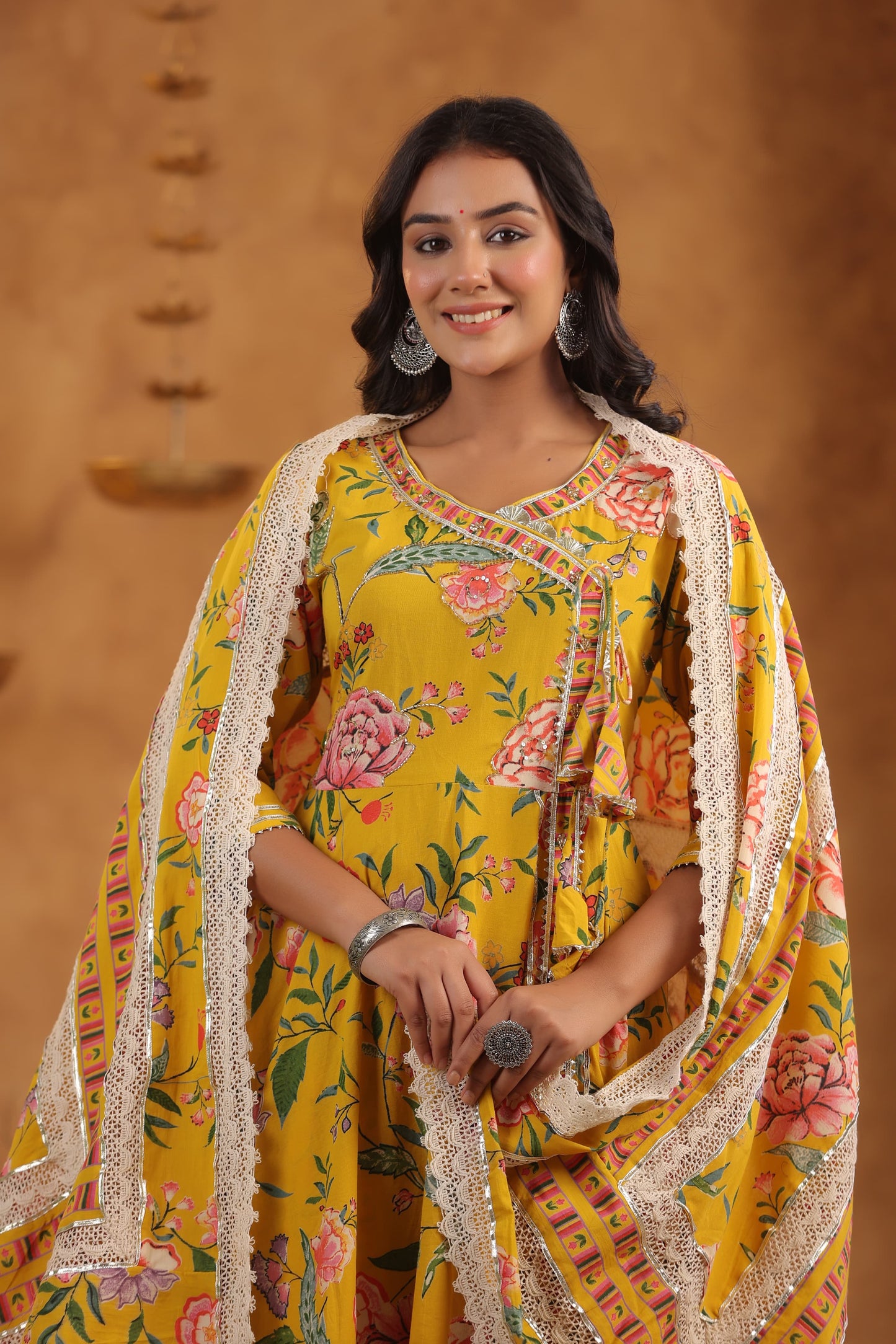 Ruchika Mustard Yellow Floral Anarkali