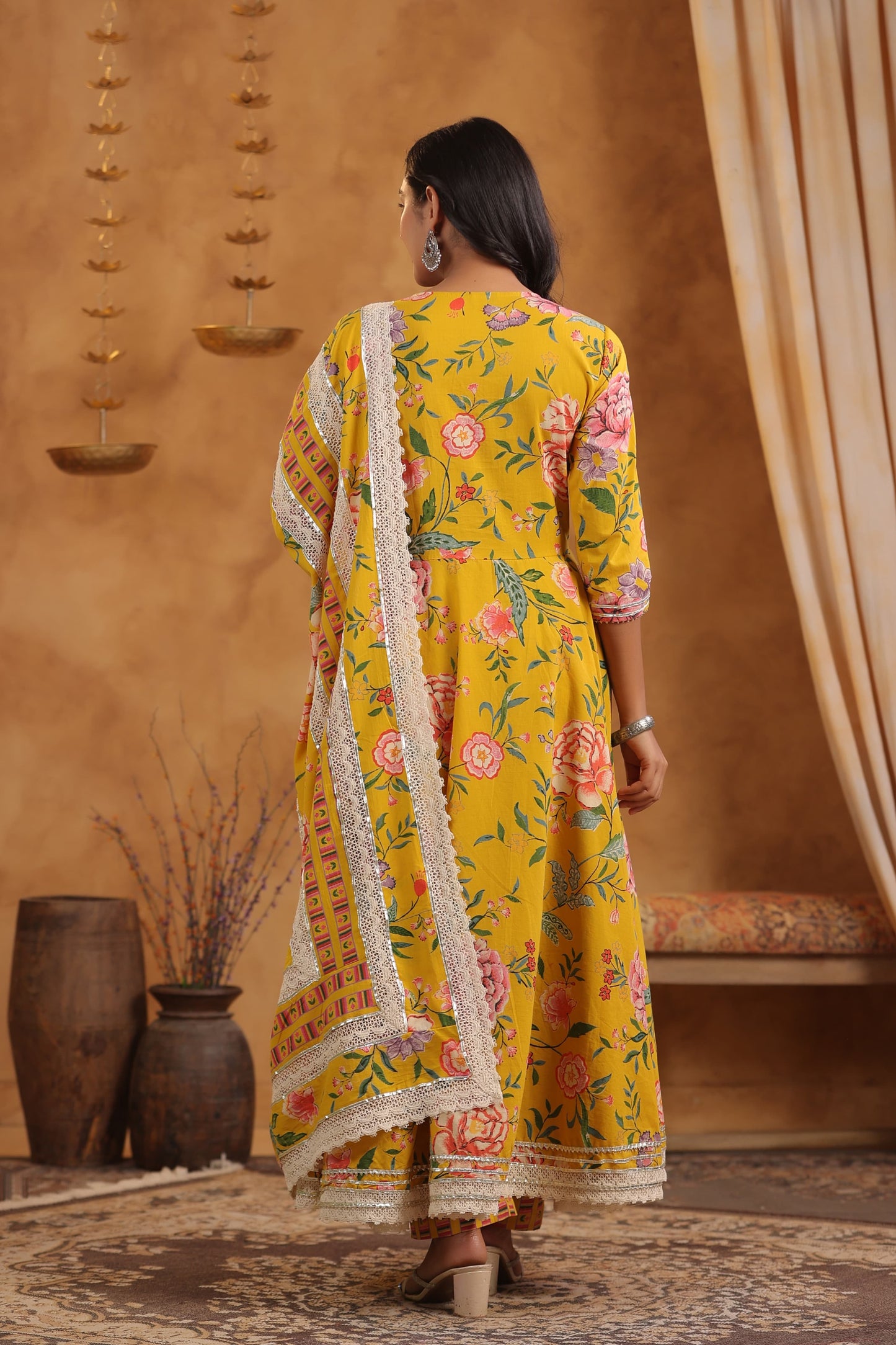 Ruchika Mustard Yellow Floral Anarkali