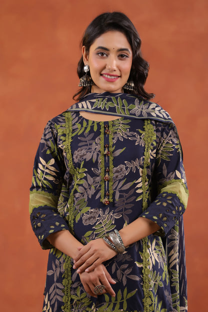 Pure Cotton Jaal Floral Kurti Pant set