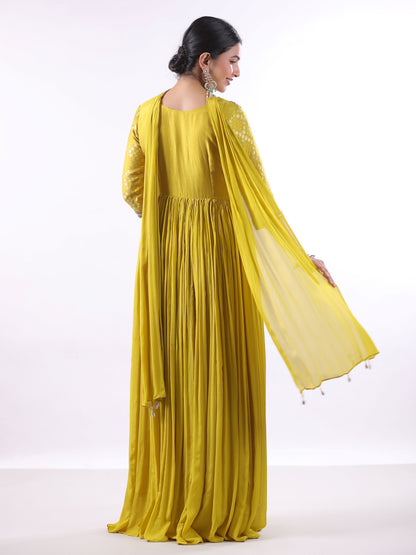 LIME GREEN EMBROIDERED SUIT SET