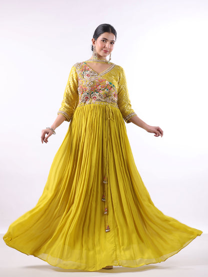 LIME GREEN EMBROIDERED SUIT SET