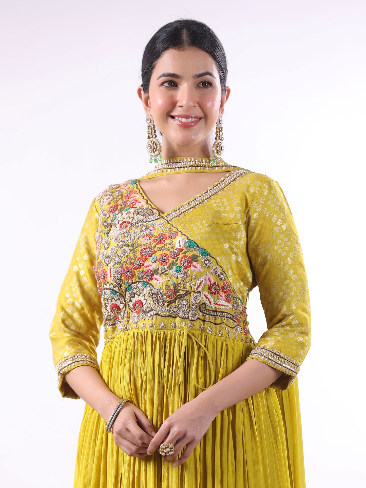 LIME GREEN EMBROIDERED SUIT SET