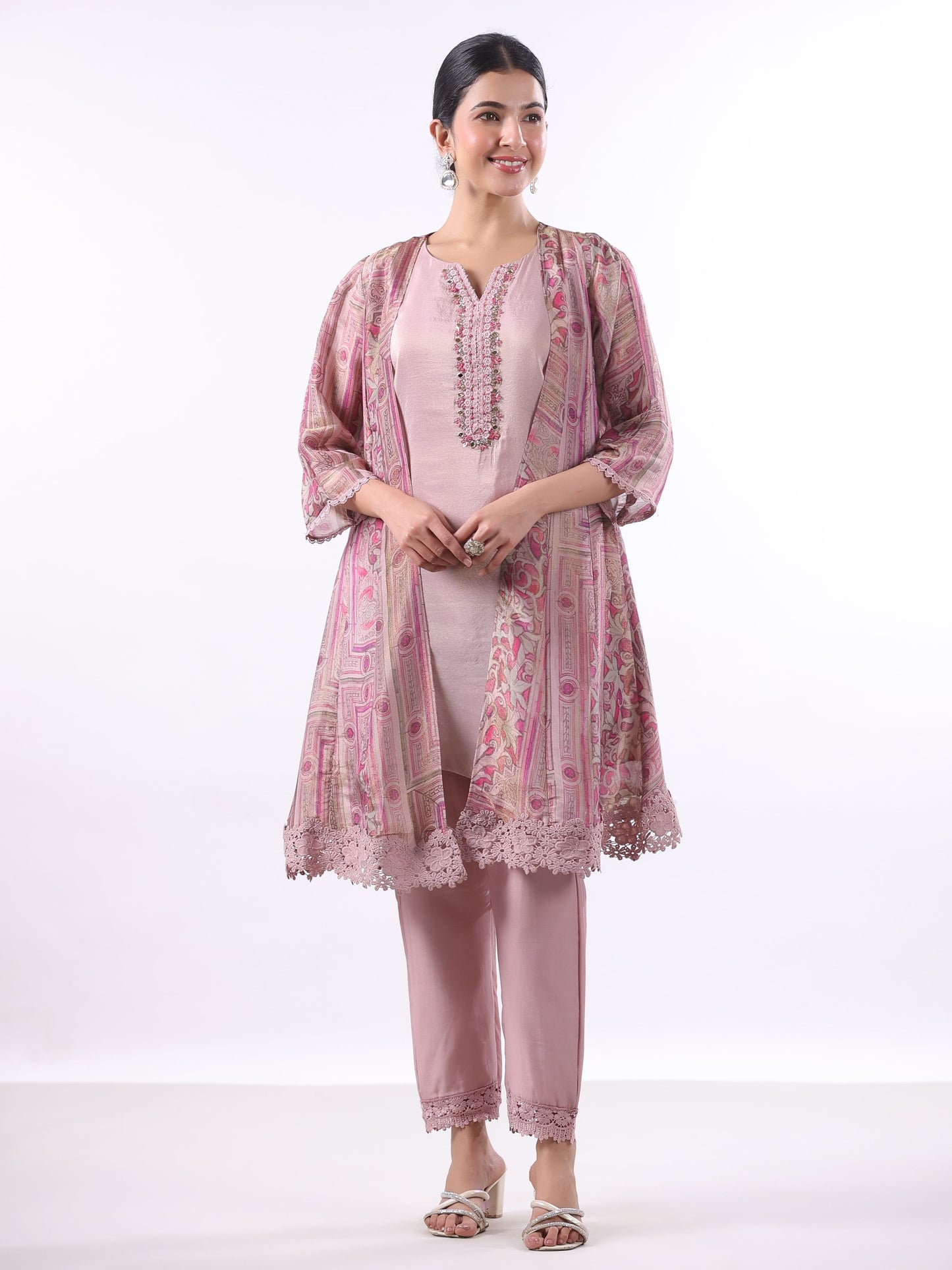 DUST PINK SHRUG SUIT SET