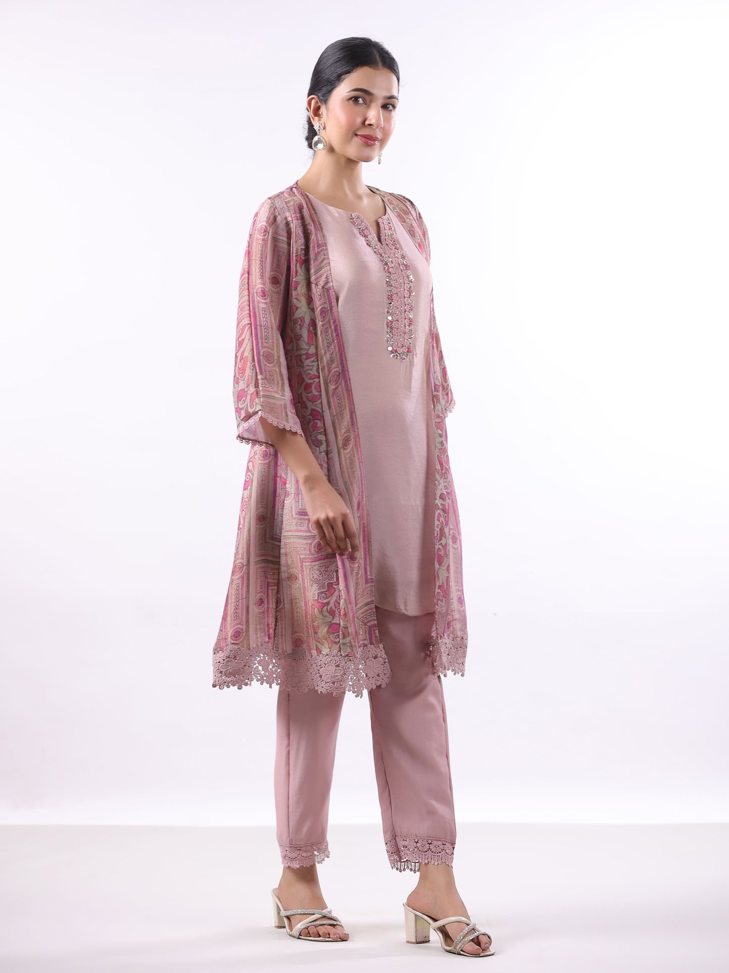 DUST PINK SHRUG SUIT SET