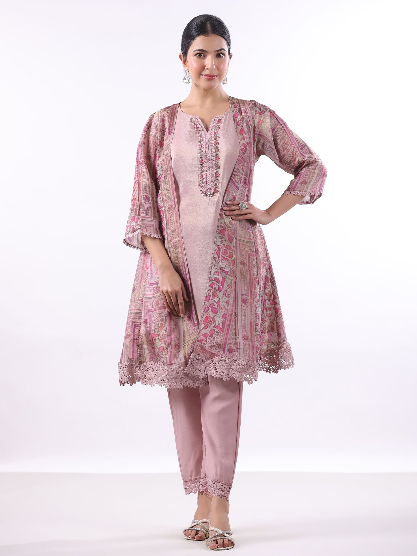 DUST PINK SHRUG SUIT SET