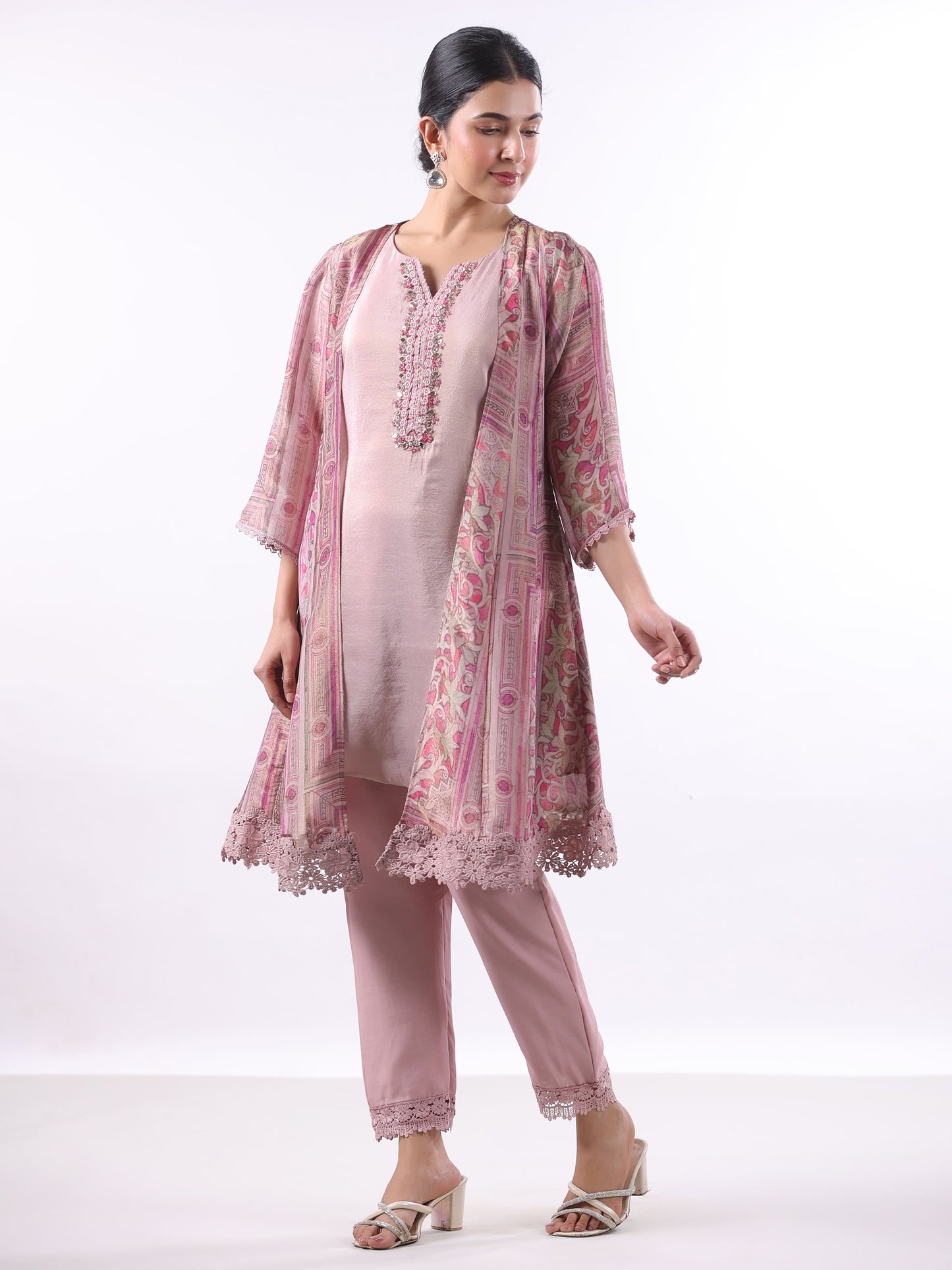 DUST PINK SHRUG SUIT SET