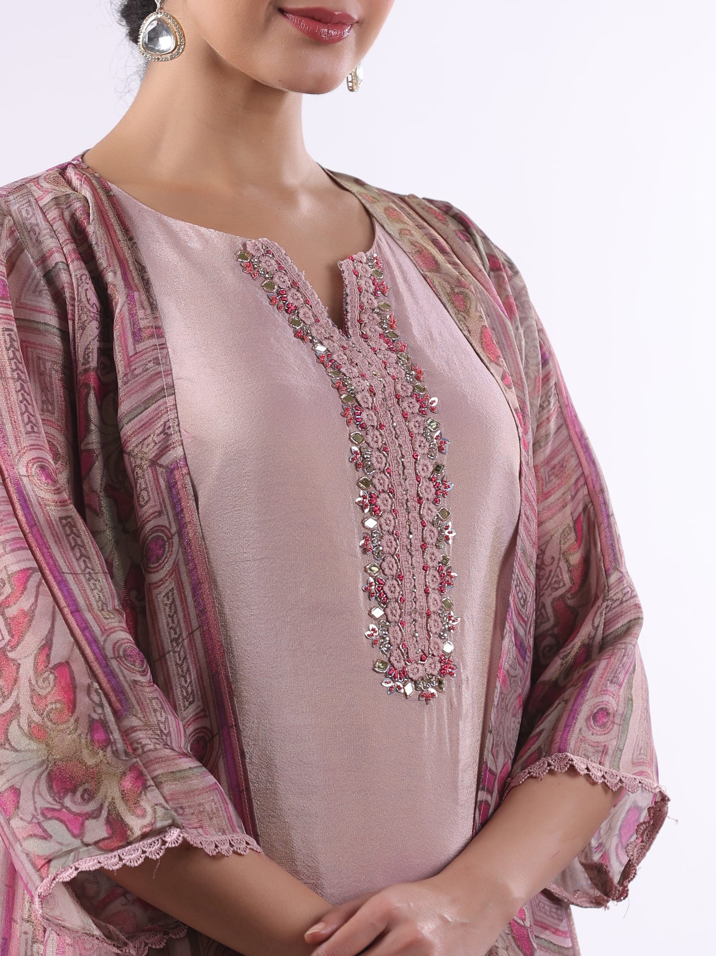 DUST PINK SHRUG SUIT SET