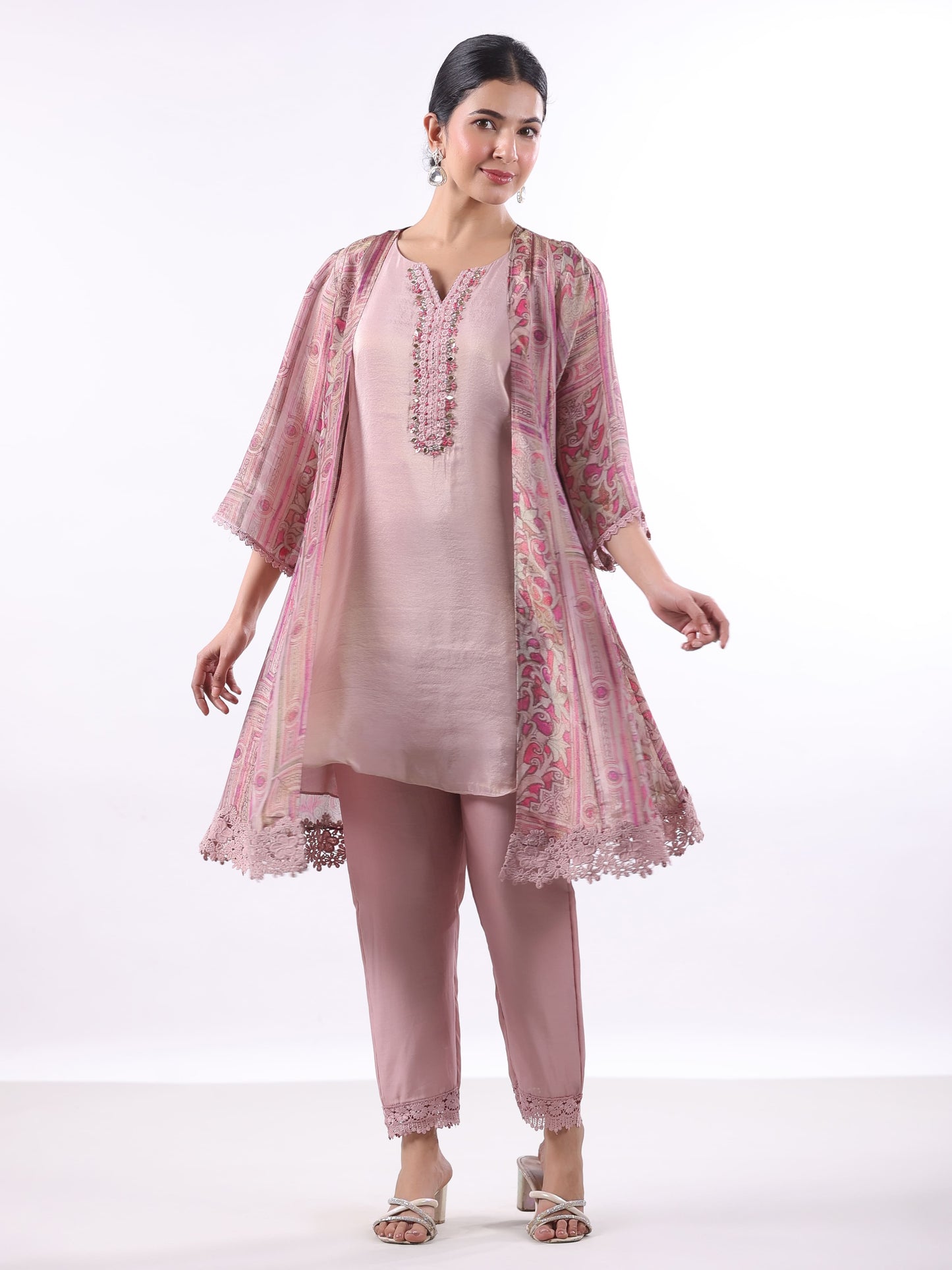 DUST PINK SHRUG SUIT SET