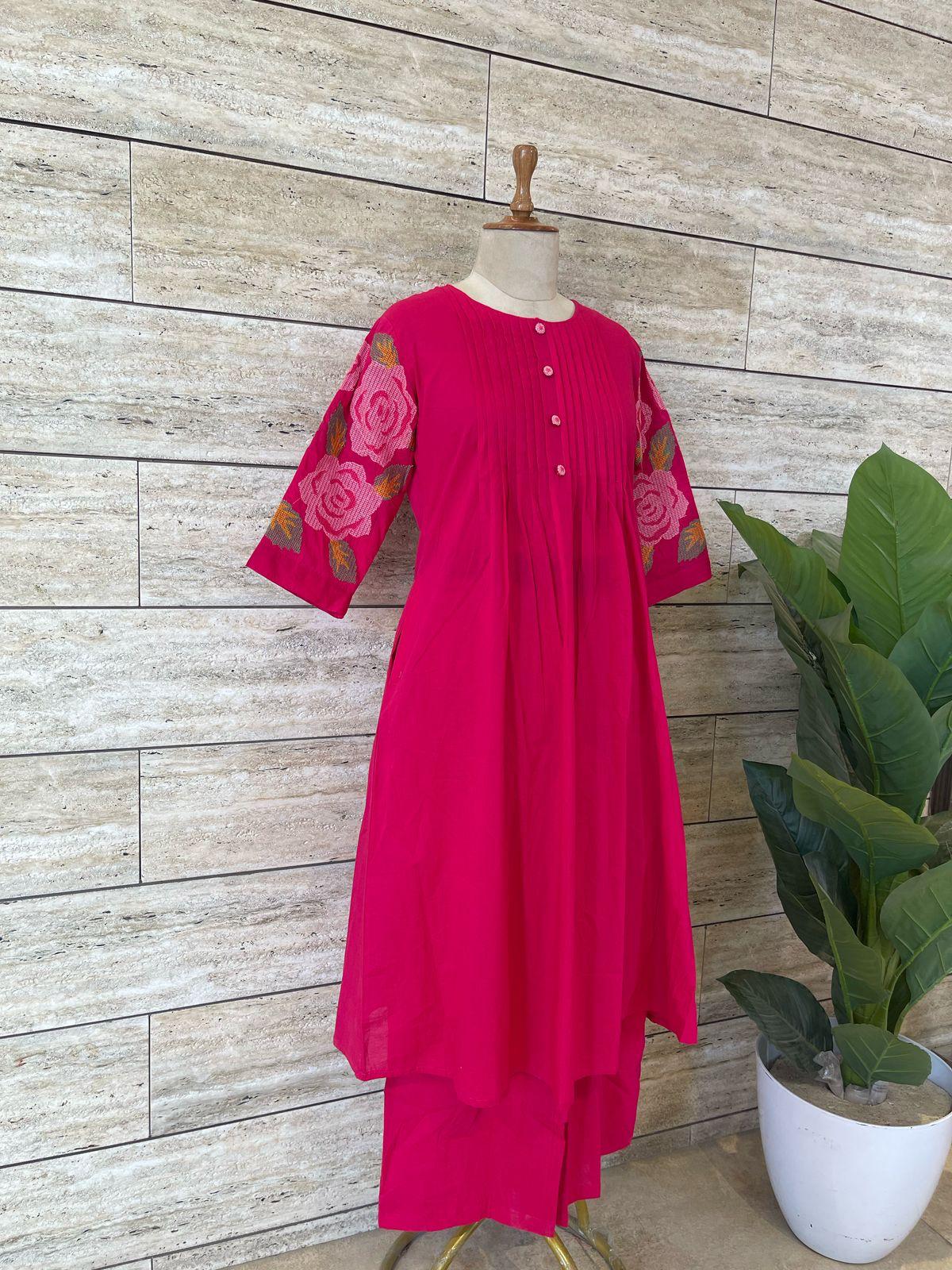 Pure Mul Cotton Kurti Plazo Set